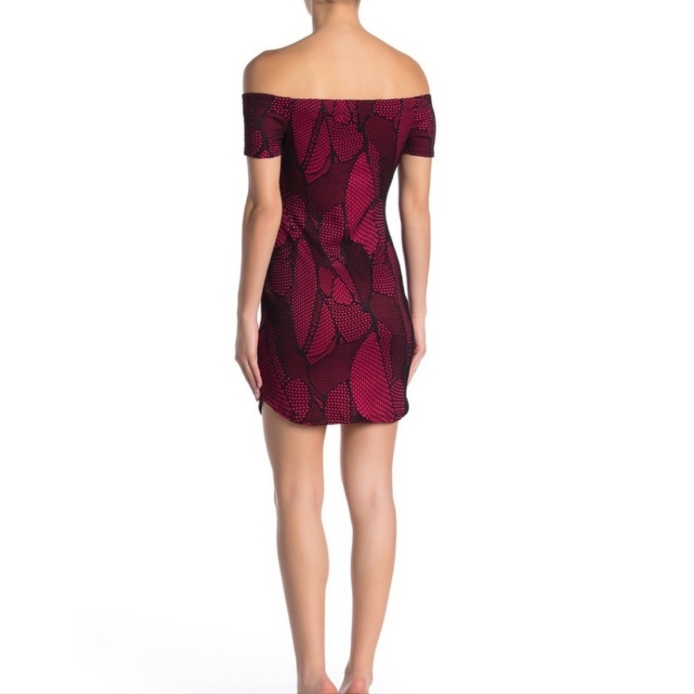Bailey Blue Nordstrom XL Off Shoulder Mini dress Black/Fuchsia Pink NWT - Picture 2 of 12